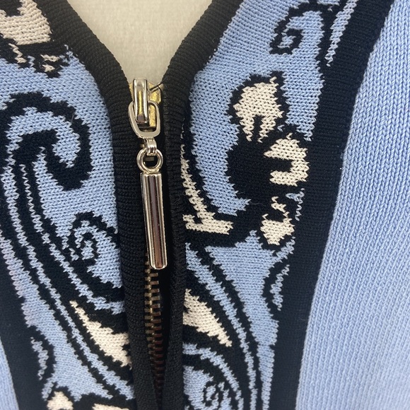 Essential G blue zip front rayon blend knit cardigan style jacket 1X - Picture 5 of 11